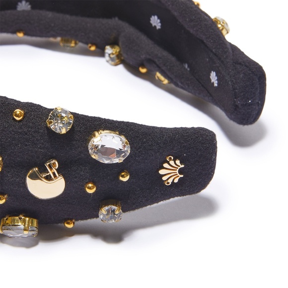 Lele sadoughi Game Day Football Knotted Headband Jet Black Embellished  NWT - Picture 3 of 6